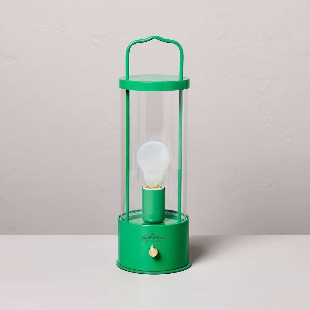 Portable LED Tabletop Lantern Green Lamp - Hearth & Hand Magnolia, Target